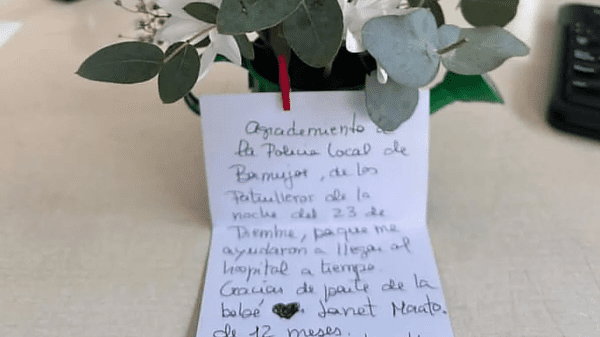 Carta de agradecimiento a los policias locales